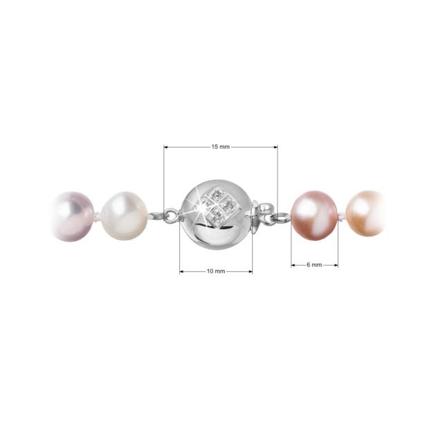 Perlový náramek z říčních perel se zapínáním z bílého 14 karátového zlata 823004.3/9270B multi