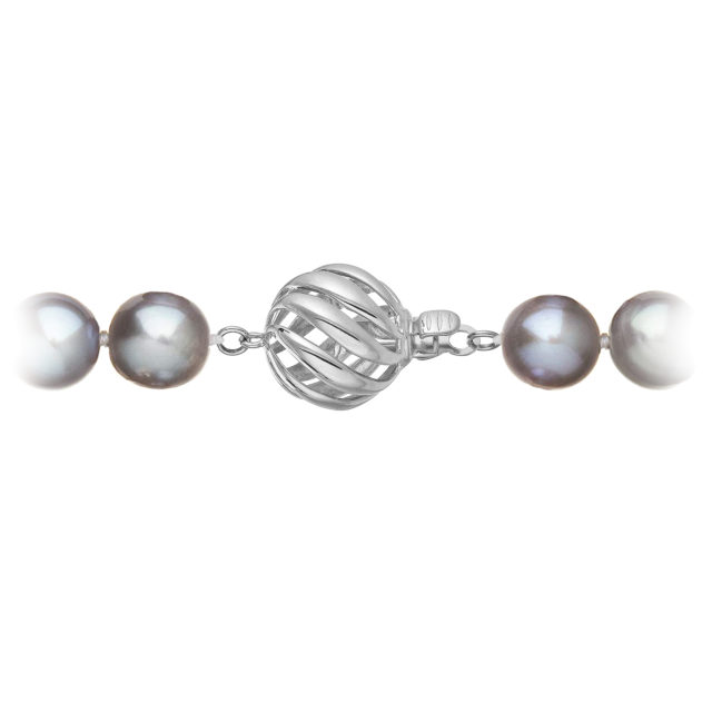 Perlový náramek z říčních perel se zapínáním z bílého 14 karátového zlata 823010.3/9264B grey