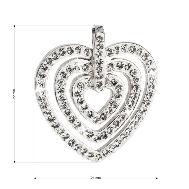 Stříbrný přívěsek s krystaly Swarovski bílé srdce 34152.1