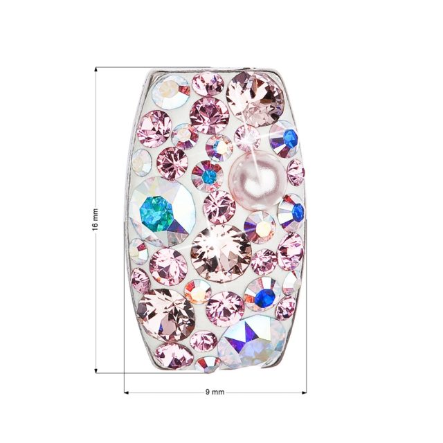 Stříbrný přívěsek s krystaly Swarovski růžový obdélník 34194.9
