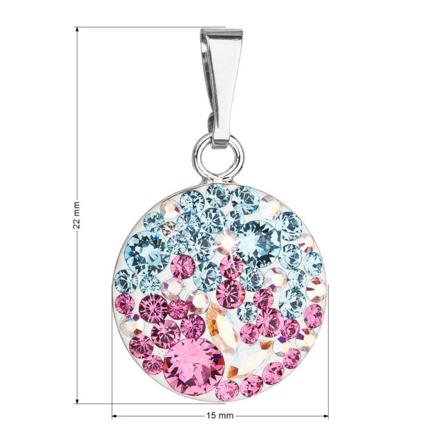 Stříbrný přívěsek s krystaly  Swarovski mix barev kulatý 34225.3 water lilly