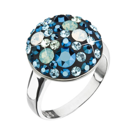 Stříbrný prsten s krystaly Swarovski modrý 35034.4