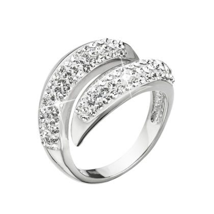 Stříbrný prsten s krystaly Swarovski bílý 35042.1