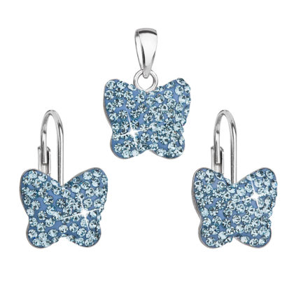 Sada šperků s krystaly Swarovski náušnice a přívěsek modrý motýl 39144.3