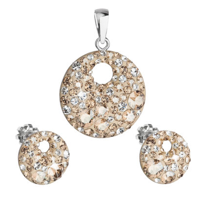 Sada šperků s krystaly Swarovski náušnice a přívěsek zlaté kulaté 39148.5