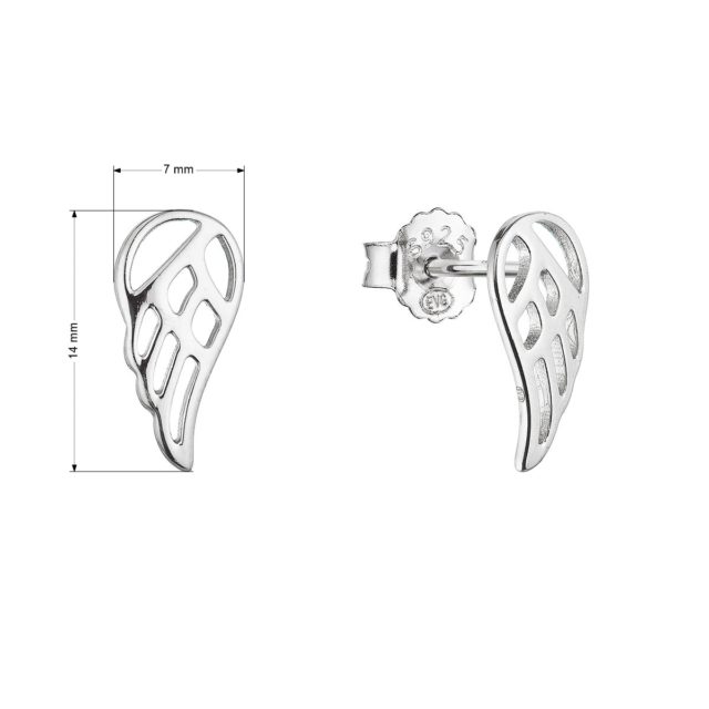 Stříbrné náušnice pecky křídla 61017