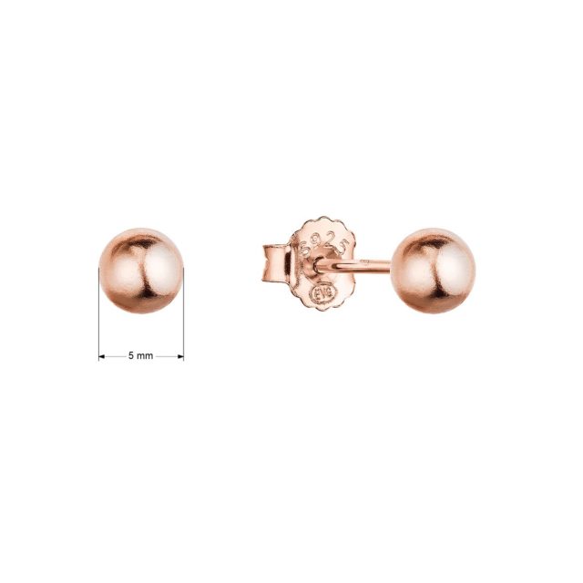 Pozlacené stříbrné náušnice pecky malá kulička 61014 Rose Gold