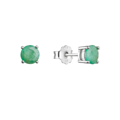 Stříbrné náušnice pecky s pravými kameny zelené 11485.3 emerald