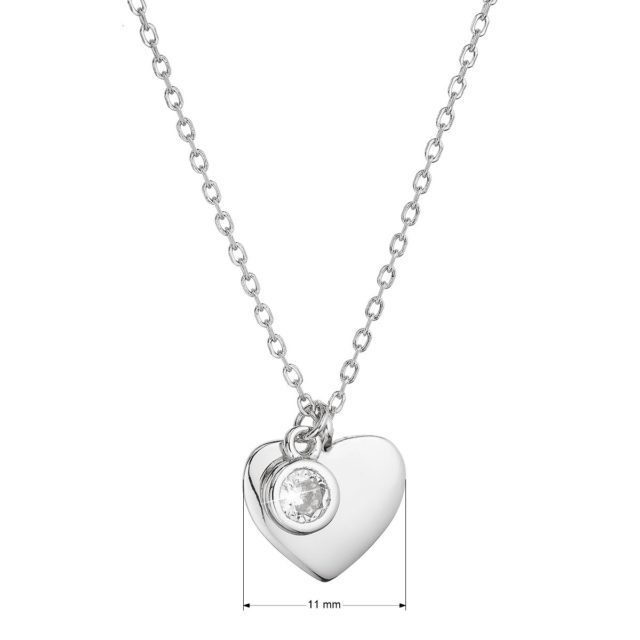 Stříbrný náhrdelník lesklé srdíčko s přívěskem ze zirkonu 12068.1