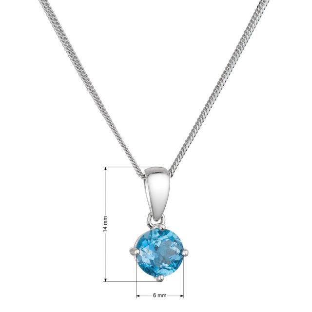 Stříbrný náhrdelník s pravým kamenem modrý 12079.3 london topaz
