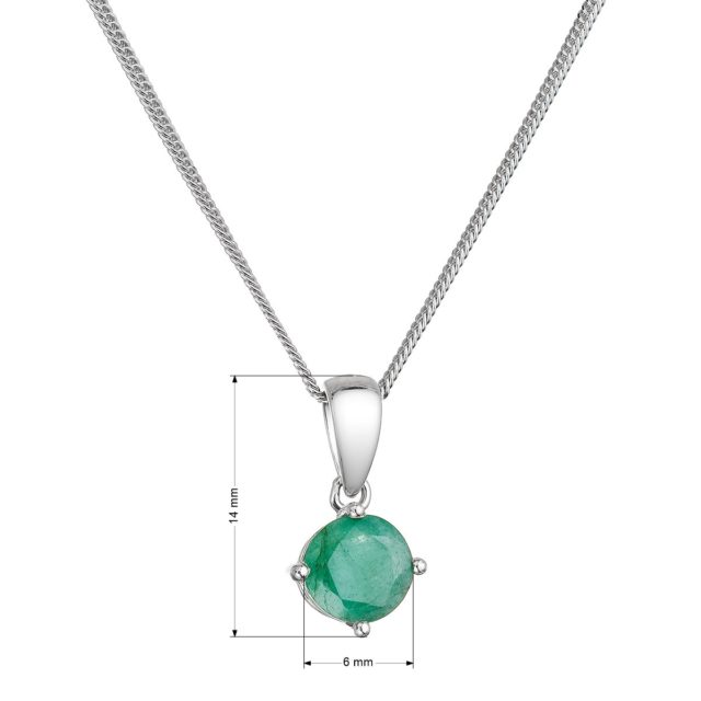 Stříbrný náhrdelník s pravým kamenem zelený 12080.3 emerald