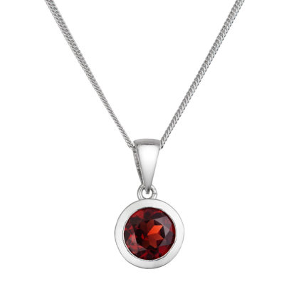 Stříbrný náhrdelník s pravým kamenem rudý 12081.3 garnet