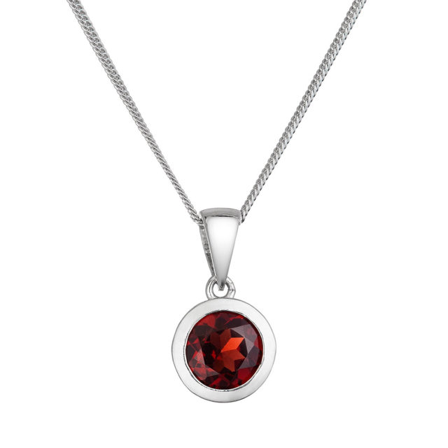 Stříbrný náhrdelník s pravým kamenem rudý 12081.3 garnet