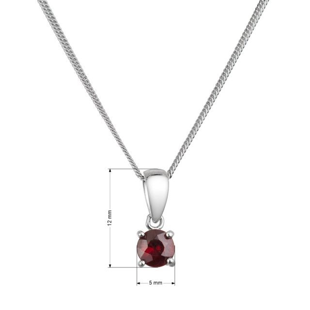 Stříbrný náhrdelník s rudým pravým kamenem 12078.3 garnet