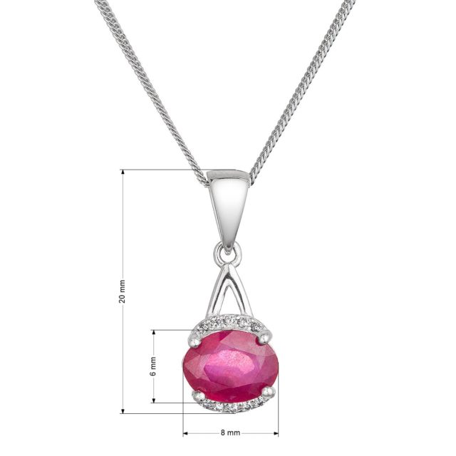 Stříbrný náhrdelník luxusní s pravým kamenem červený 12084.3 ruby