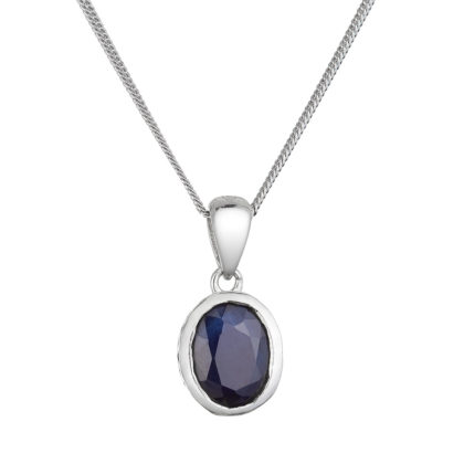 Stříbrný náhrdelník s pravým kamenem temně modrý 12087.3 dark sapphire