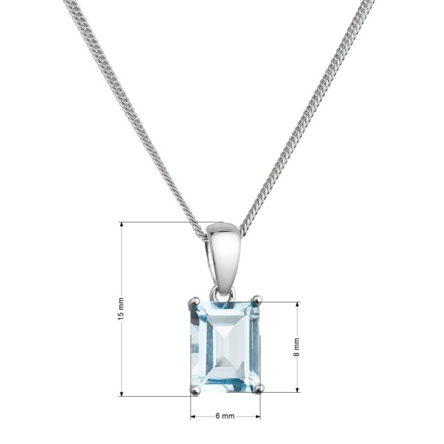 Stříbrný náhrdelník s pravým kamenem modrý 12092.3 sky topaz