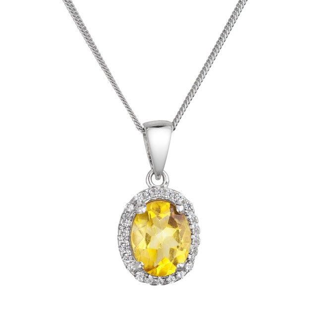 Stříbrný náhrdelník luxusní s pravým kamenem žlutý 12086.3 citrine