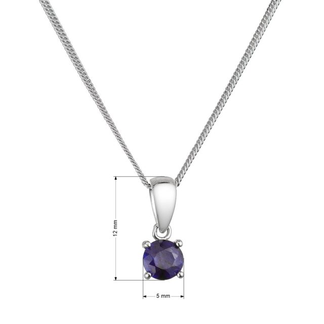 Stříbrný náhrdelník s pravým kamenem temně modrý 12078.3 sapphire blue