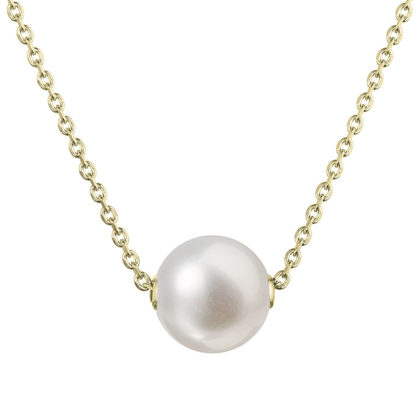Pozlacený stříbrný náhrdelník s pevnou bílou říční perlou na řetízku 22047.1