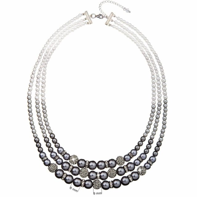 Perlový náhrdelník šedý s Preciosa krystaly 32010.3