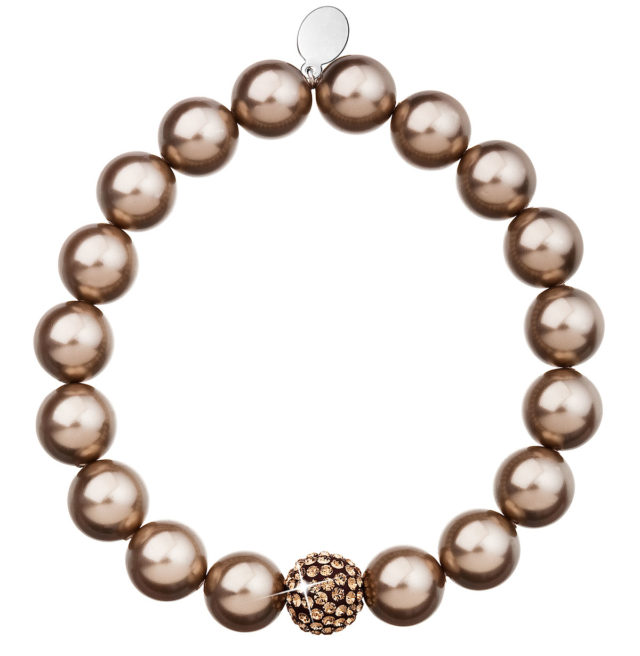 Perlový náramek hnědý s krystaly Swarovski 33074.3