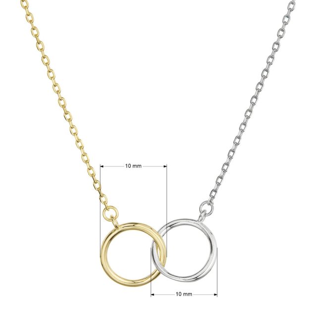 Pozlacený a stříbrný náhrdelník DUET 62010