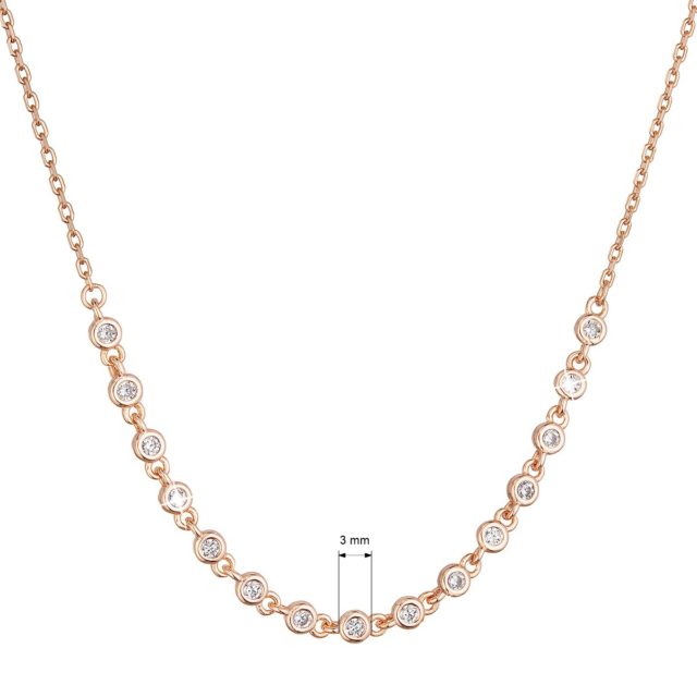 Pozlacený stříbrný ROSE náhrdelník s malými zirkony 12094.1 crystal