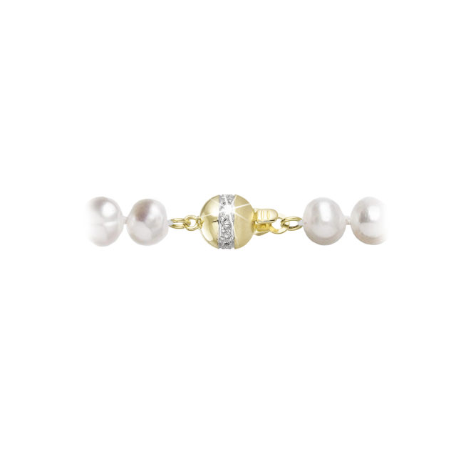 Perlový náhrdelník z říčních perel se zapínáním ze 14 karátového zlata 922001.1/9266A bílý