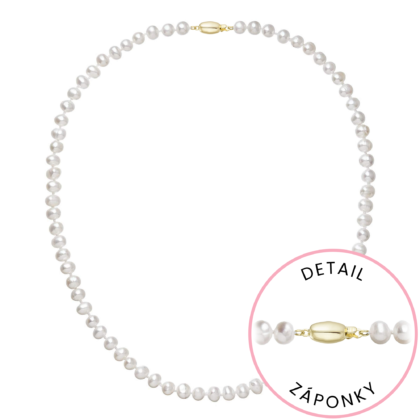 Perlový náhrdelník z říčních perel se zapínáním ze 14 karátového zlata 922001.1/9271A bílý