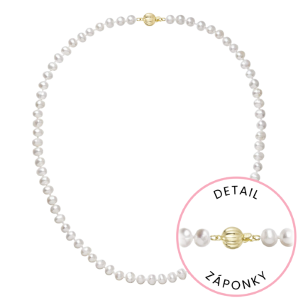 Perlový náhrdelník z říčních perel se zapínáním ze 14 karátového zlata 922001.1/9272A bílý