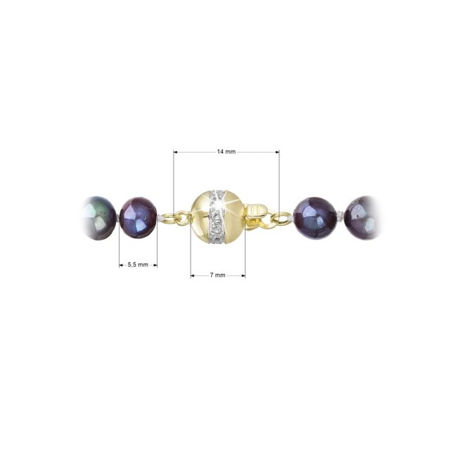 Perlový náhrdelník z říčních perel se zapínáním ze 14 karátového zlata 922001.3/9266A dk.peacock