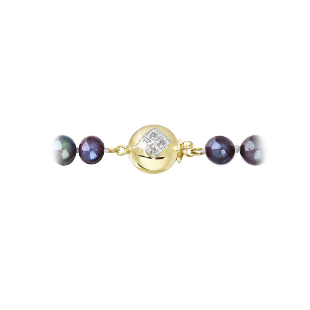Perlový náhrdelník z říčních perel se zapínáním ze 14 karátového zlata 922001.3/9270A dk.peacock