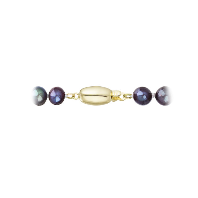 Perlový náhrdelník z říčních perel se zapínáním ze 14 karátového zlata 922001.3/9271A dk.peacock