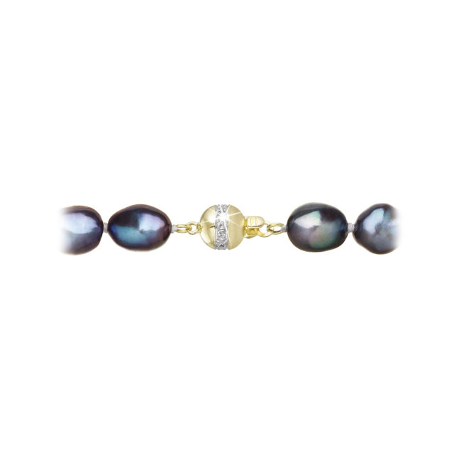 Perlový náhrdelník z říčních perel se zapínáním ze 14 karátového zlata 922027.3/9266A peacock