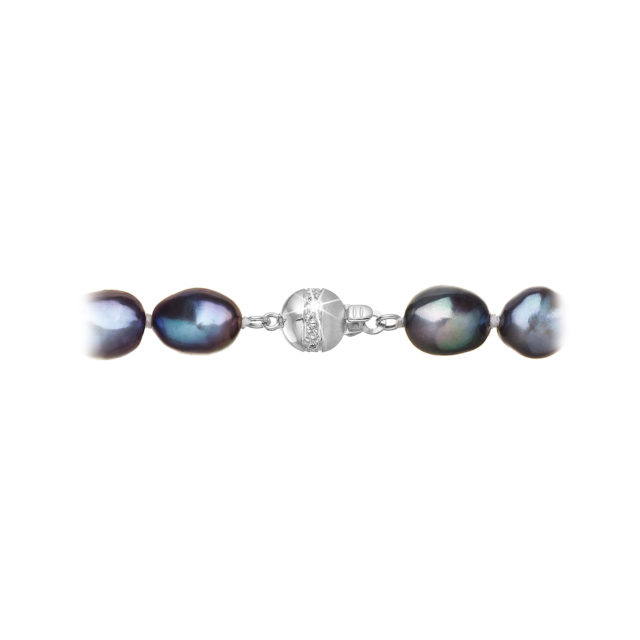 Perlový náhrdelník z říčních perel se zapínáním z bílého 14 karátového zlata 822027.3/9266B peacock