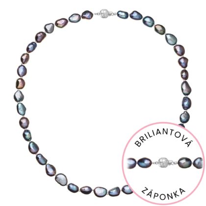 Perlový náhrdelník z říčních perel se zapínáním z bílého 14 karátového zlata 822027.3/9266B peacock