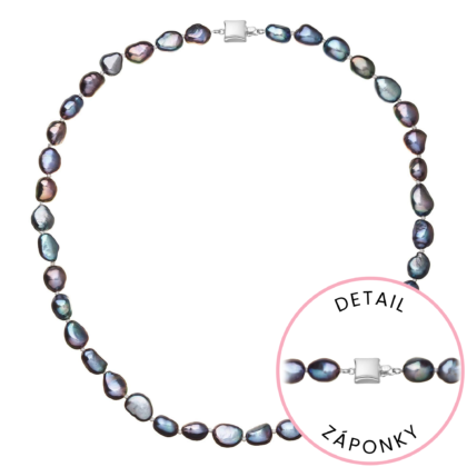 Perlový náhrdelník z říčních perel se zapínáním z bílého 14 karátového zlata 822027.3/9268B peacock