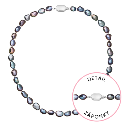 Perlový náhrdelník z říčních perel se zapínáním z bílého 14 karátového zlata 822027.3/9269B peacock