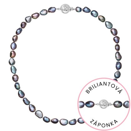 Perlový náhrdelník z říčních perel se zapínáním z bílého 14 karátového zlata 822027.3/9270B peacock