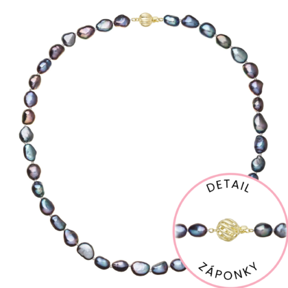 Perlový náhrdelník z říčních perel se zapínáním ze 14 karátového zlata 922027.3/9272A peacock