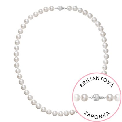 Perlový náhrdelník z říčních perel se zapínáním z bílého 14 karátového zlata 822003.1/9266B bílý