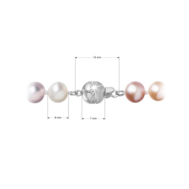 Perlový náhrdelník z říčních perel se zapínáním z bílého 14 karátového zlata 822004.3/9266B multi