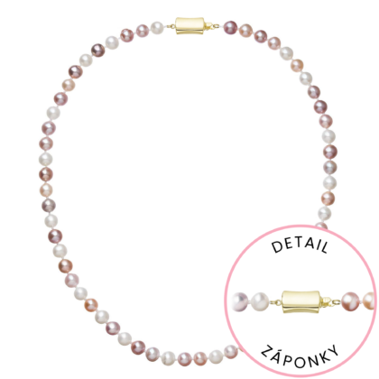 Perlový náhrdelník z říčních perel se zapínáním ze 14 karátového zlata 922004.3/9267A multi
