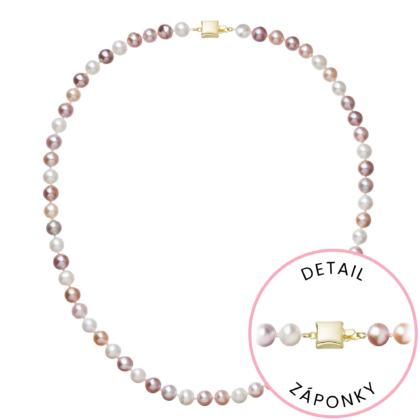 Perlový náhrdelník z říčních perel se zapínáním ze 14 karátového zlata 922004.3/9268A multi