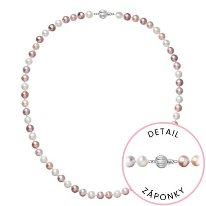 Perlový náhrdelník z říčních perel se zapínáním z bílého 14 karátového zlata 822004.3/9272B multi