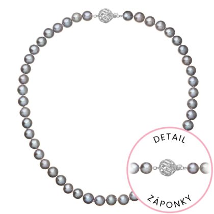 Perlový náhrdelník z říčních perel se zapínáním z bílého 14 karátového zlata 822028.3/9264B grey