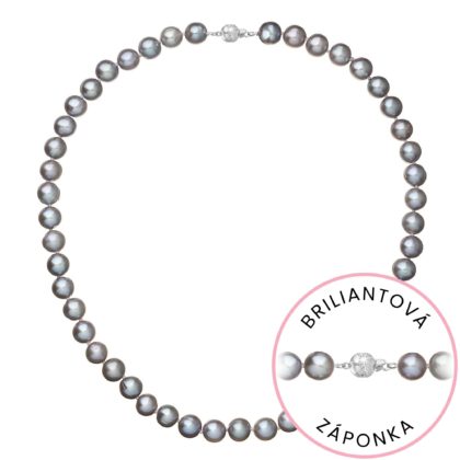 Perlový náhrdelník z říčních perel se zapínáním z bílého 14 karátového zlata 822028.3/9266B grey