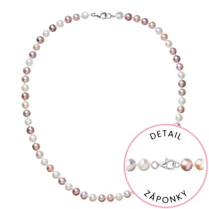 Perlový náhrdelník z říčních perel se zapínáním z bílého 14 karátového zlata 822004.3/9260B multi