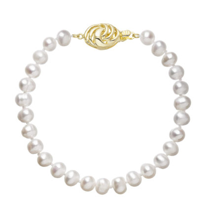 Perlový náramek z říčních perel se zapínáním ze 14 karátového zlata 923001.1/9265A bílý